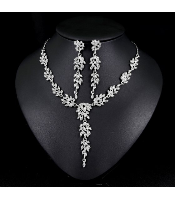 SET640 - Silver Drop Floral Necklace Set